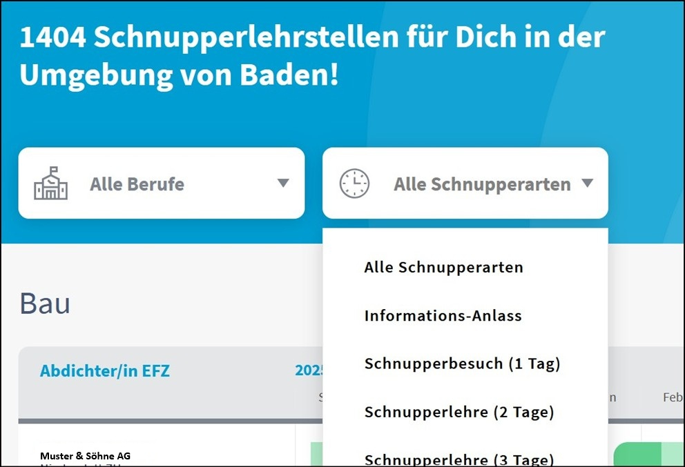 Schnupperlehrstellen